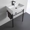 Ceramic Console Sink and Matte Black Stand, 24